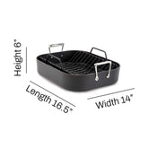 All-Clad HA1 Hard Anodized Nonstick Roaster and Nonstick Rack 13x16 Inch Oven Broiler Safe 500F Roaster Pan, Pots and Pans, Cookware Black